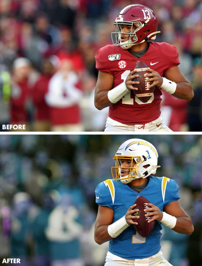 Football player color change