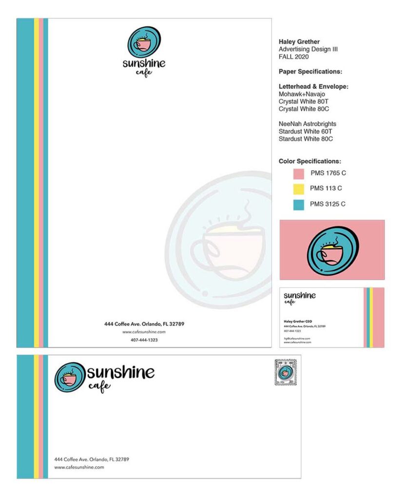 Sunshine Cafe, Stationery Package