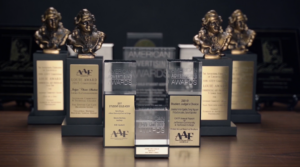 The statues and awards.