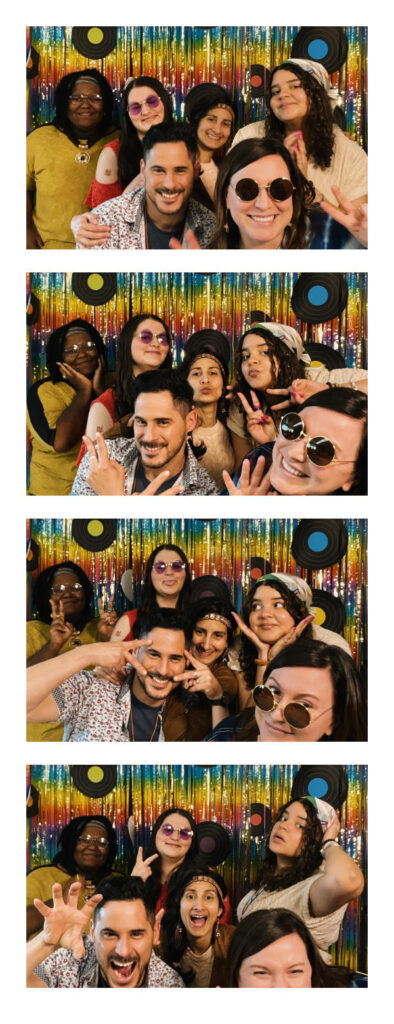 The lab workers at the party