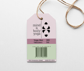 Bek Hughes, Corporate Design, mind & body yoga Collateral Bek Hughes price tag